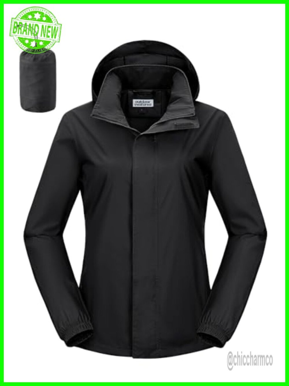 Womens Waterproof Packable Rain Jacket Lightweight Hooded Raincoat